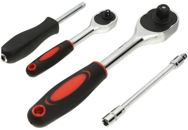 FMOCar Repair Toolbox Combination Set Premium Hand Tool 61 Pcs Auto Repair Tool Set Combination Wrench and Drive Socket Tool Kit Set with Reversible Ratche,Hand Tool Sets
