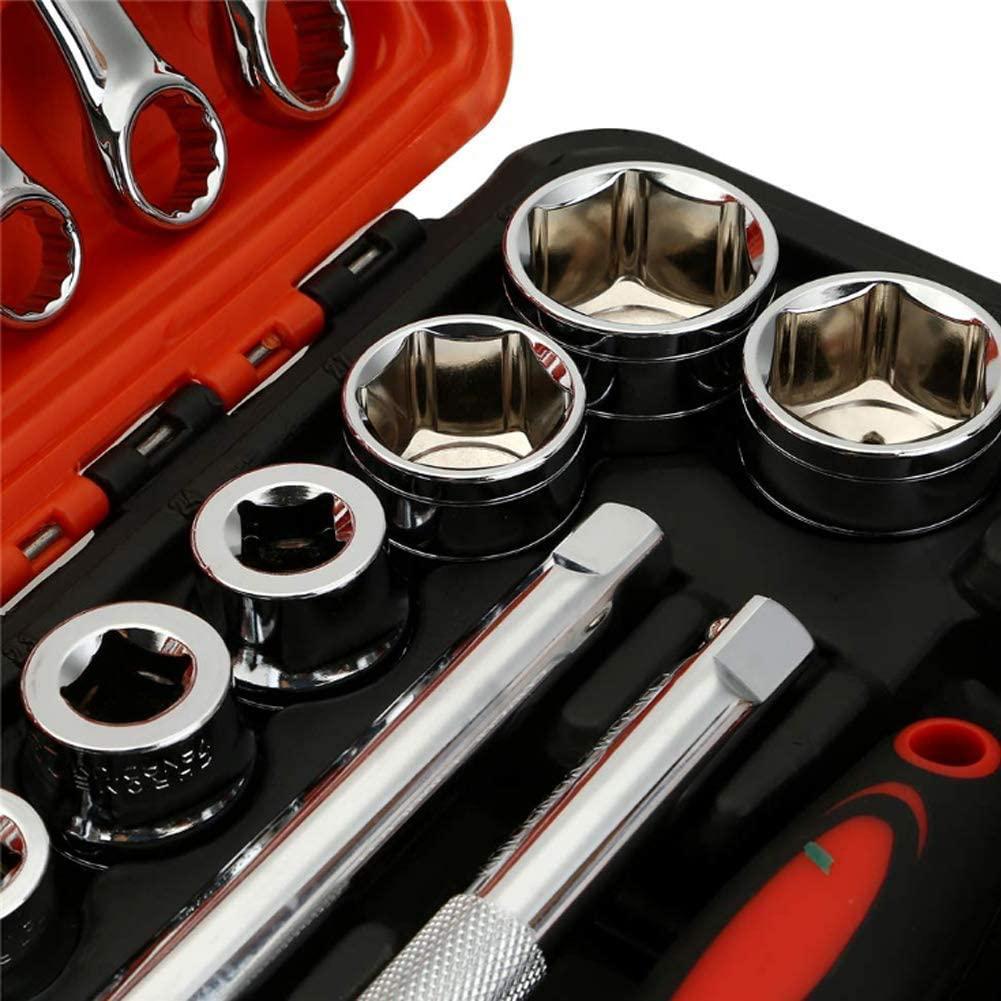 FMOCar Repair Toolbox Combination Set Premium Hand Tool 61 Pcs Auto Repair Tool Set Combination Wrench and Drive Socket Tool Kit Set with Reversible Ratche,Hand Tool Sets