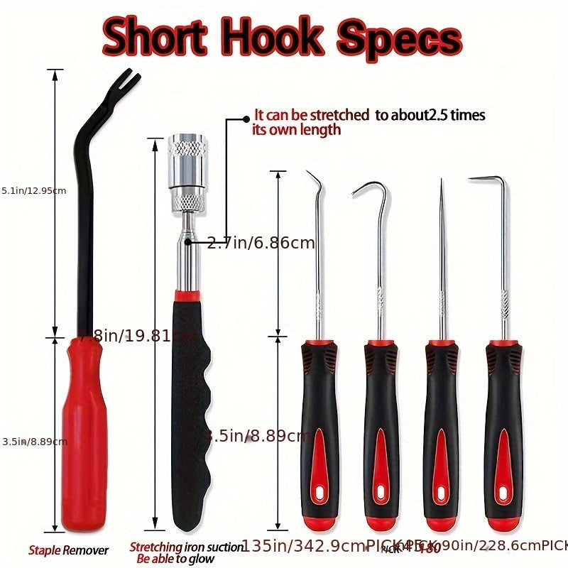 11pcs Precision Pick &amp; Hook Set With Scraper For Remove Automotive Electronics Maintenance Hoses Gasket Hand Pick Up Tools