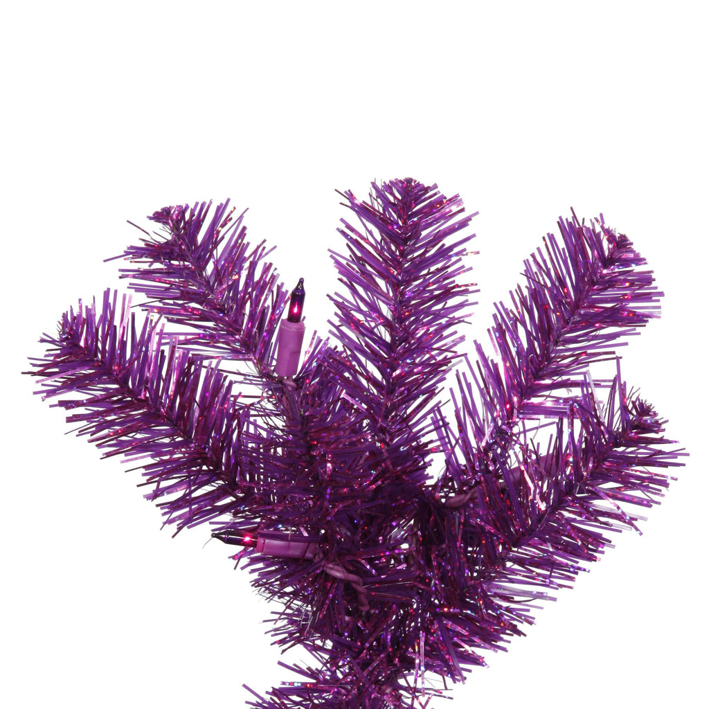 Vickerman Artificial Christmas Tree 6.5' x 27" Purple Pencil Dura-lit LED 300 Purple Lights