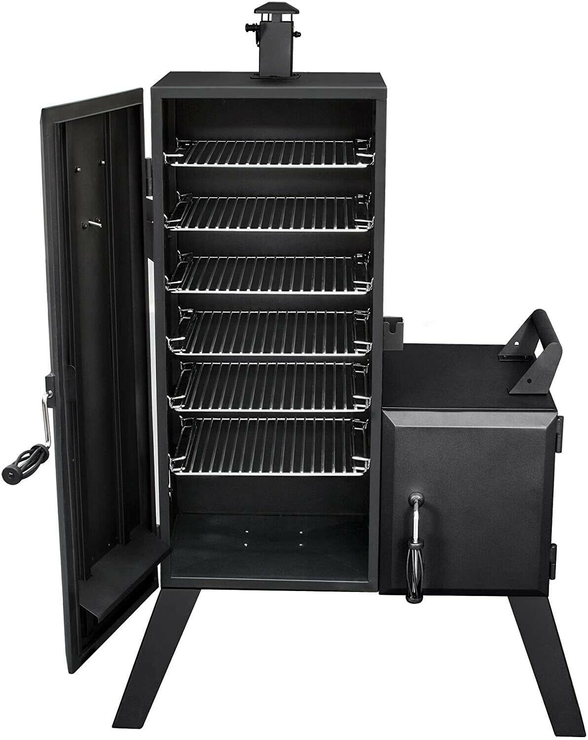 Charcoal Offset Smoker  Heavy gauporcelain enameled steel chip
