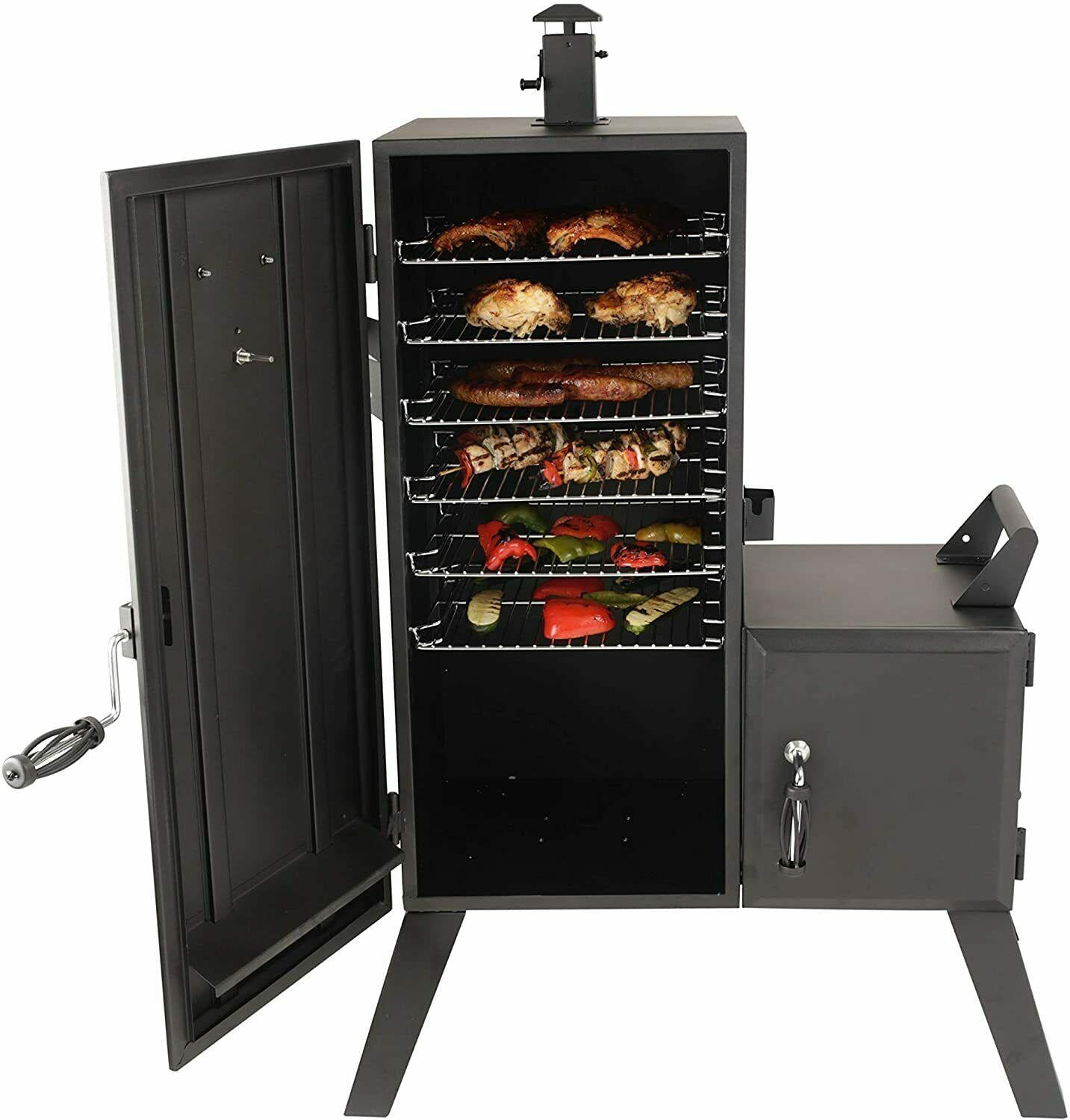 Charcoal Offset Smoker  Heavy gauporcelain enameled steel chip