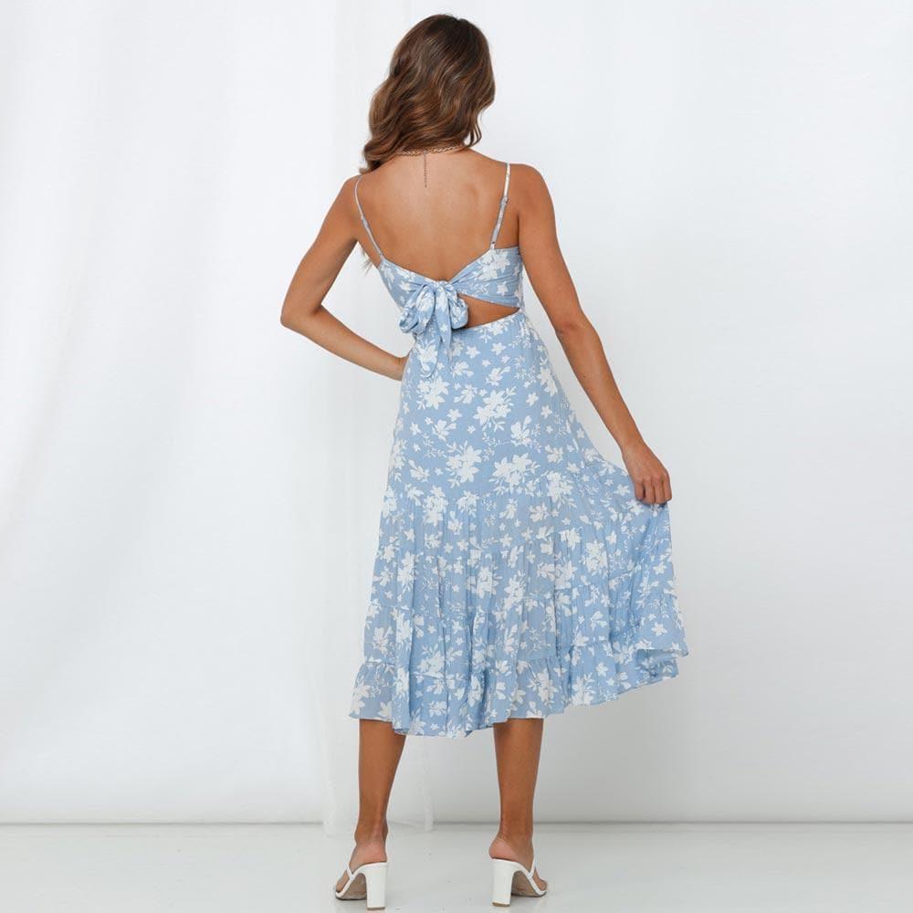 boho ruffle beach casual long dress