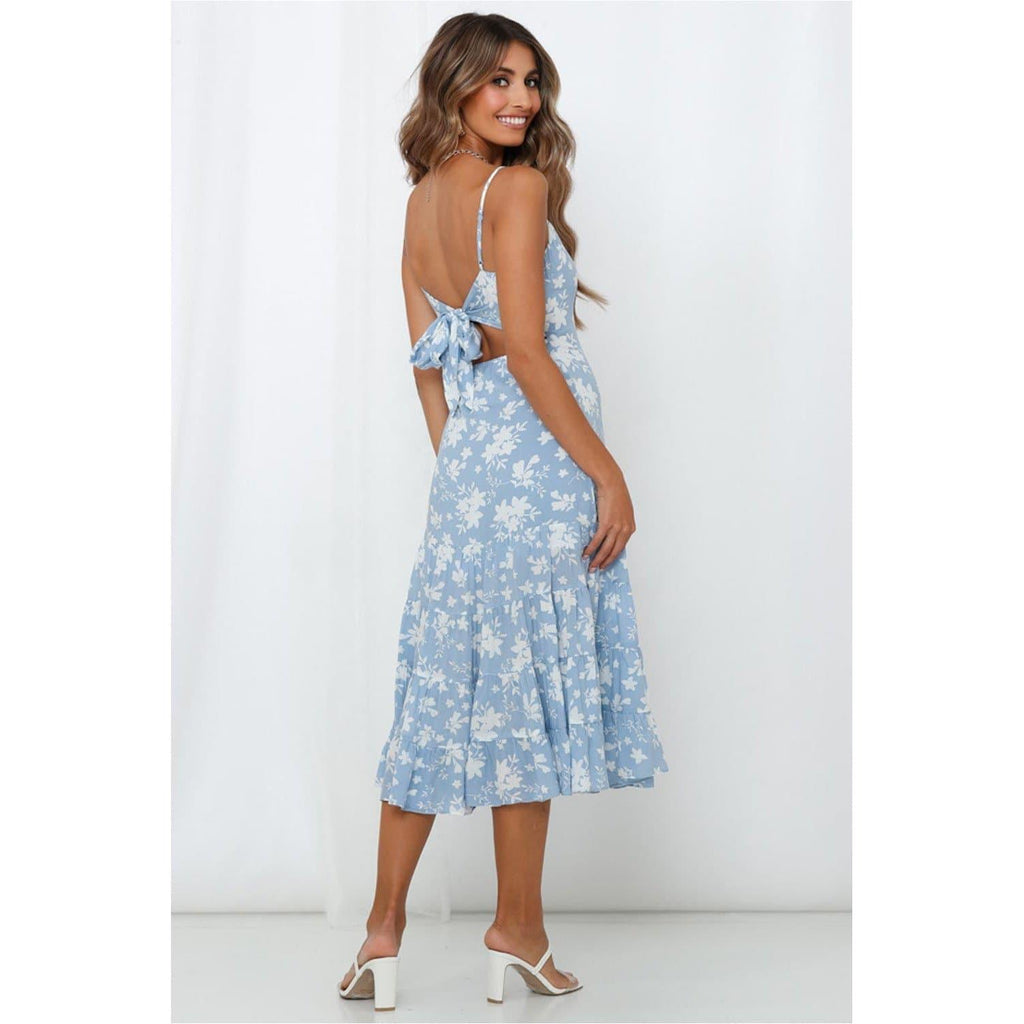 boho ruffle beach casual long dress