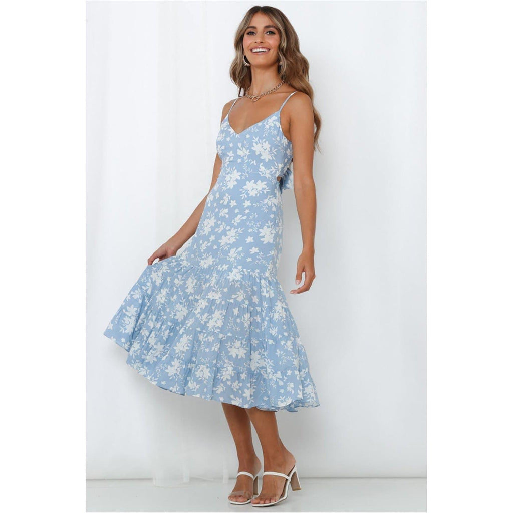boho ruffle beach casual long dress
