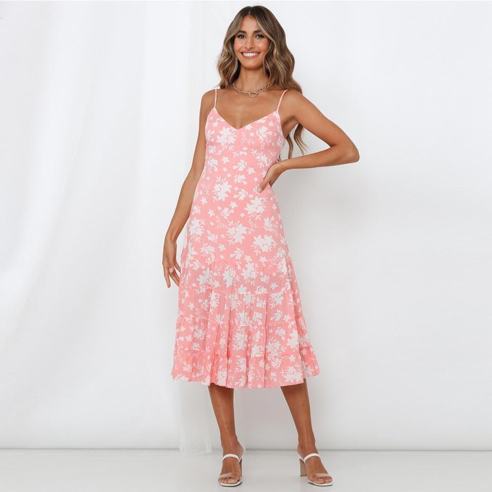 boho ruffle beach casual long dress