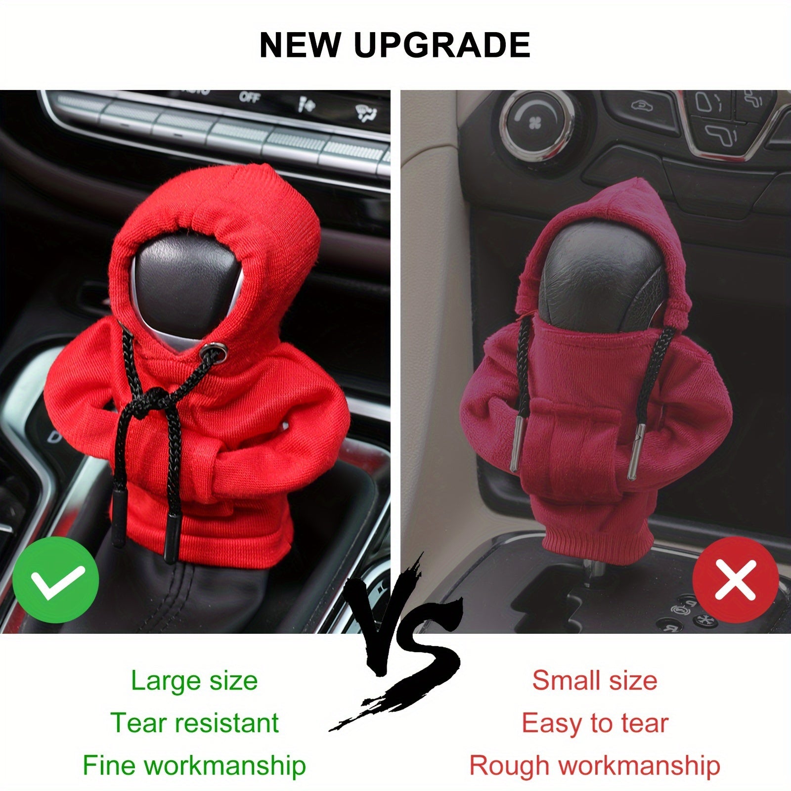 LarSize Universal Car Gear Shift Cover Hoodie, Fashionable Mini Hooded Sweatshirt For Auto Gear Stick Shifter Knob, Interior Accessories Decor