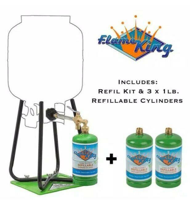 (NEW)  Propane Refill Kit PLUS 2 ADDITIONAL EMPTY CYLINDERS