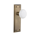 York Plate 2-3/4 in. Backset Antique Brass Privacy Bed/Bath White Porcelain Door Knob