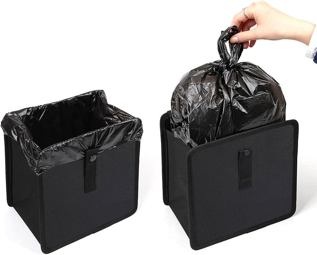 Hanging Car Trash Bag Can Premium Waterproof Litter Garbage Bag Organizer 1.85 Gallon Capacity Black Powertiger