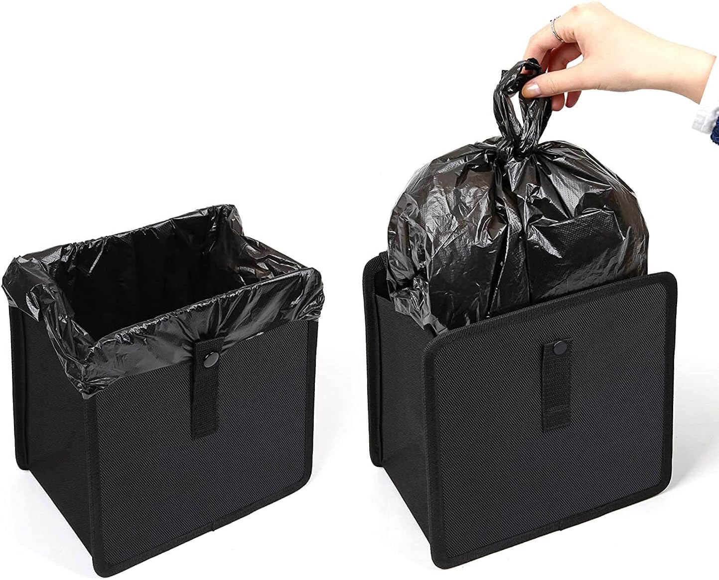 Hanging Car Trash Bag Can Premium Waterproof Litter Garbage Bag Organizer 1.85 Gallon Capacity Black Powertiger