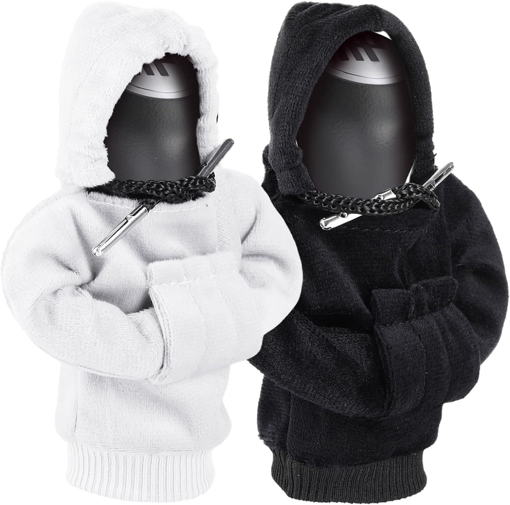 ZHSMS Gear Shift Cover, Universal Shift Knob Cover, Funny Sweater Hoodie for Gearshift, 4.7 Inch Car Shifter Stick Protector Decoration (Black White)