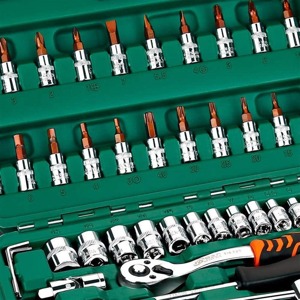 FMO46Pcs Professional Spanner Socket Set 1/4inch Screwdriver Ratchet Wrench Set Kit Car Repair Tools Combination Hand Tool Set Universal Hand Tools Drill,Hand Tool Sets