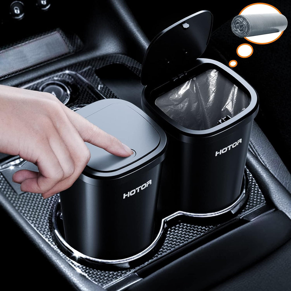 HOTOR Car Trash Can, Car Trash Cup with 30 Additional Car Trash Bags for Exclusive Using, Multipurpose Trash Can for Car, Office &amp; Home to Meet Various Needs - 2 Packs