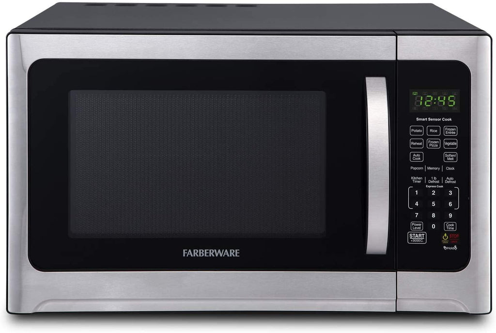 Farberware Professional FMO12AHTBKE 1.2 Cu. Ft. 1100-Watt Microwave Oven With Smart Sensor Cooand LED Lighting, Brushed  Steel