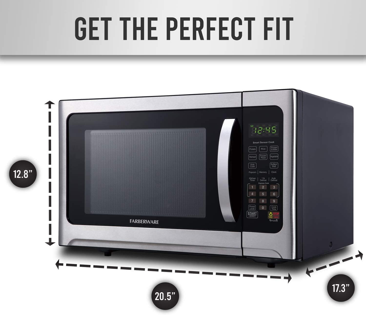 Farberware Professional FMO12AHTBKE 1.2 Cu. Ft. 1100-Watt Microwave Oven With Smart Sensor Cooand LED Lighting, Brushed  Steel