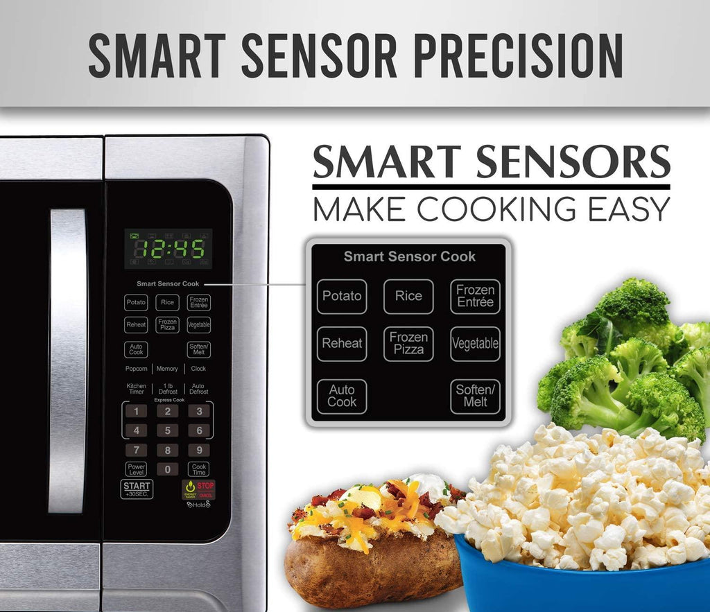 Farberware Professional FMO12AHTBKE 1.2 Cu. Ft. 1100-Watt Microwave Oven With Smart Sensor Cooand LED Lighting, Brushed  Steel
