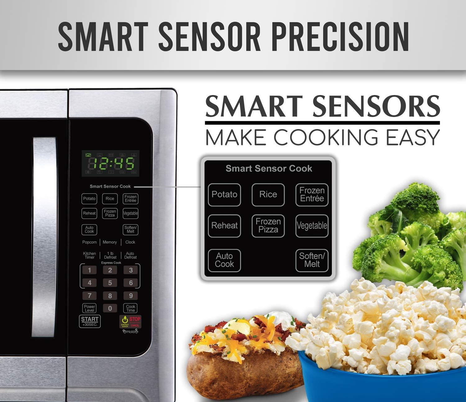 Farberware Professional FMO12AHTBKE 1.2 Cu. Ft. 1100-Watt Microwave Oven With Smart Sensor Cooand LED Lighting, Brushed  Steel