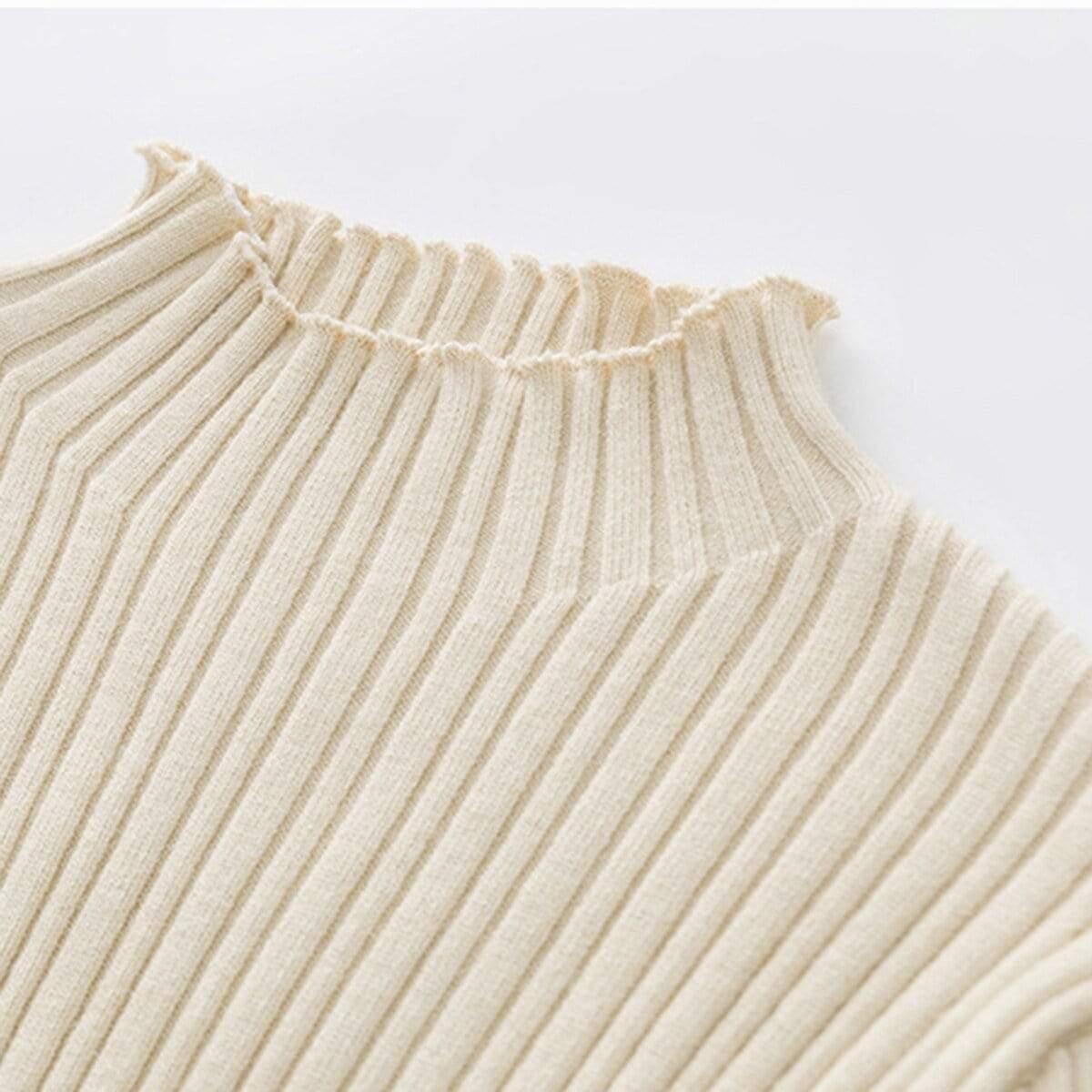 ruffles button fashion sweet slim sweater