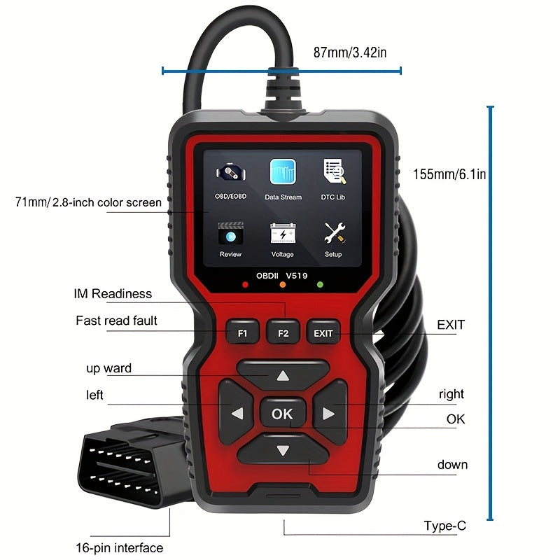 2023 Car Scanner: Obd2 Diagnostic Tool for Engine Fault Detection &amp; Removal, Battery VoltaReading &amp; Data Stream