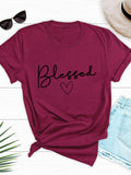 Round Neck Letters Print Short Sleeve T-shirt