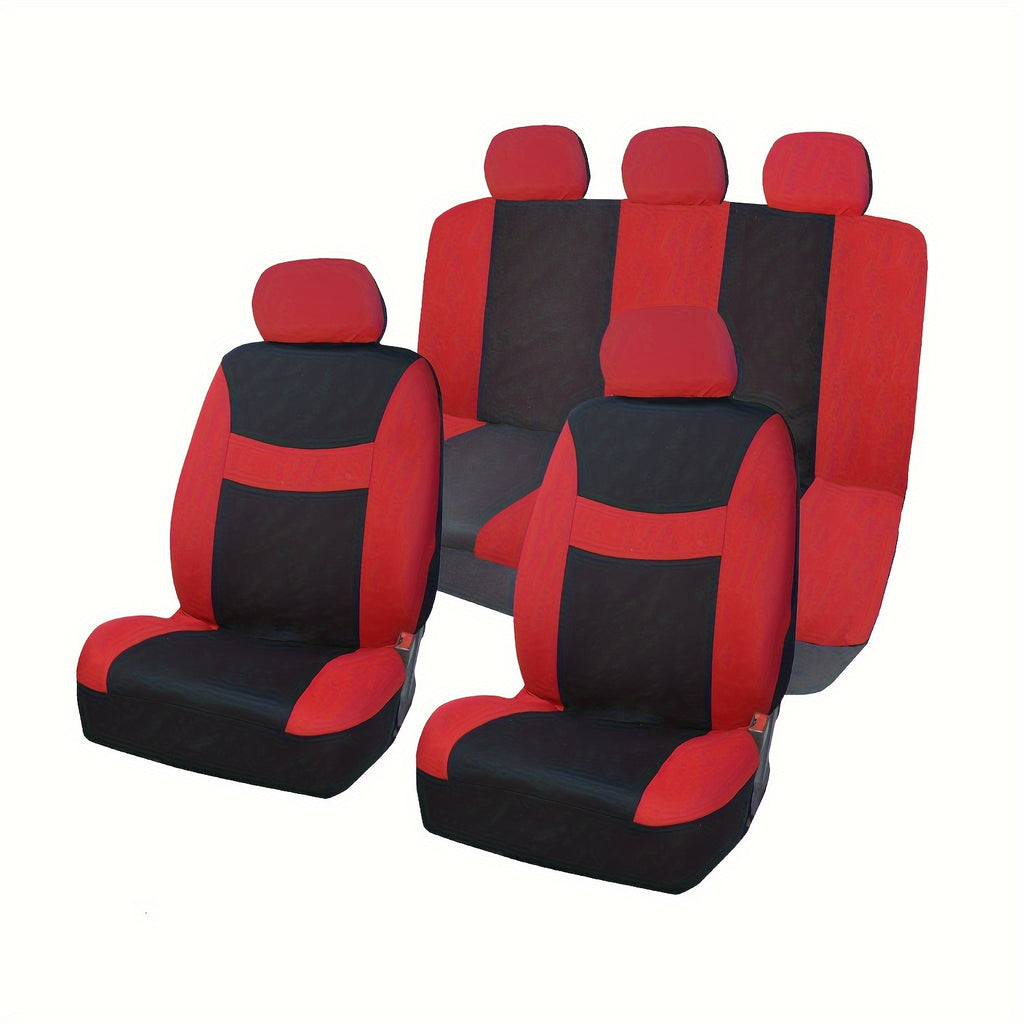 9pcs Polyester Fabric Car Seat Cover Universal Style Multi-color