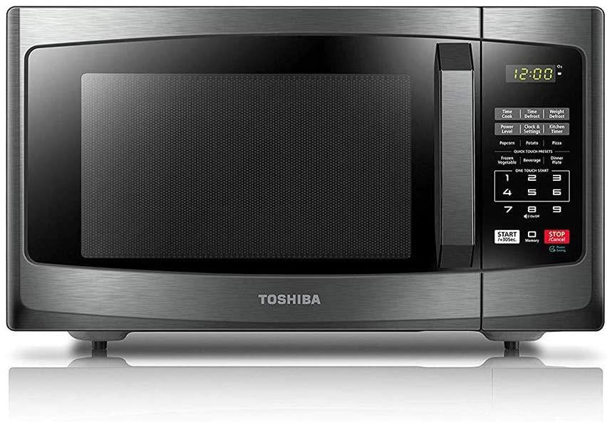 Toshiba EM925A5A-BS Microwave Oven with Sound On/Off ECO Mode and LED Lighting, 0.9 Cu. ft/900W, Black  Steel