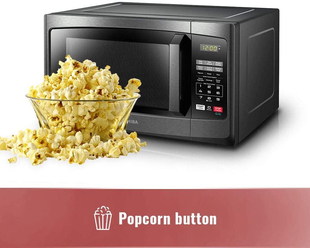 Toshiba EM925A5A-BS Microwave Oven with Sound On/Off ECO Mode and LED Lighting, 0.9 Cu. ft/900W, Black  Steel