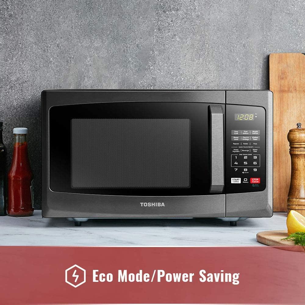 Toshiba EM925A5A-BS Microwave Oven with Sound On/Off ECO Mode and LED Lighting, 0.9 Cu. ft/900W, Black  Steel