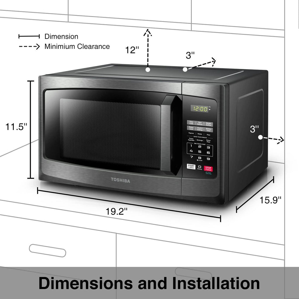 Toshiba EM925A5A-BS Microwave Oven with Sound On/Off ECO Mode and LED Lighting, 0.9 Cu. ft/900W, Black  Steel
