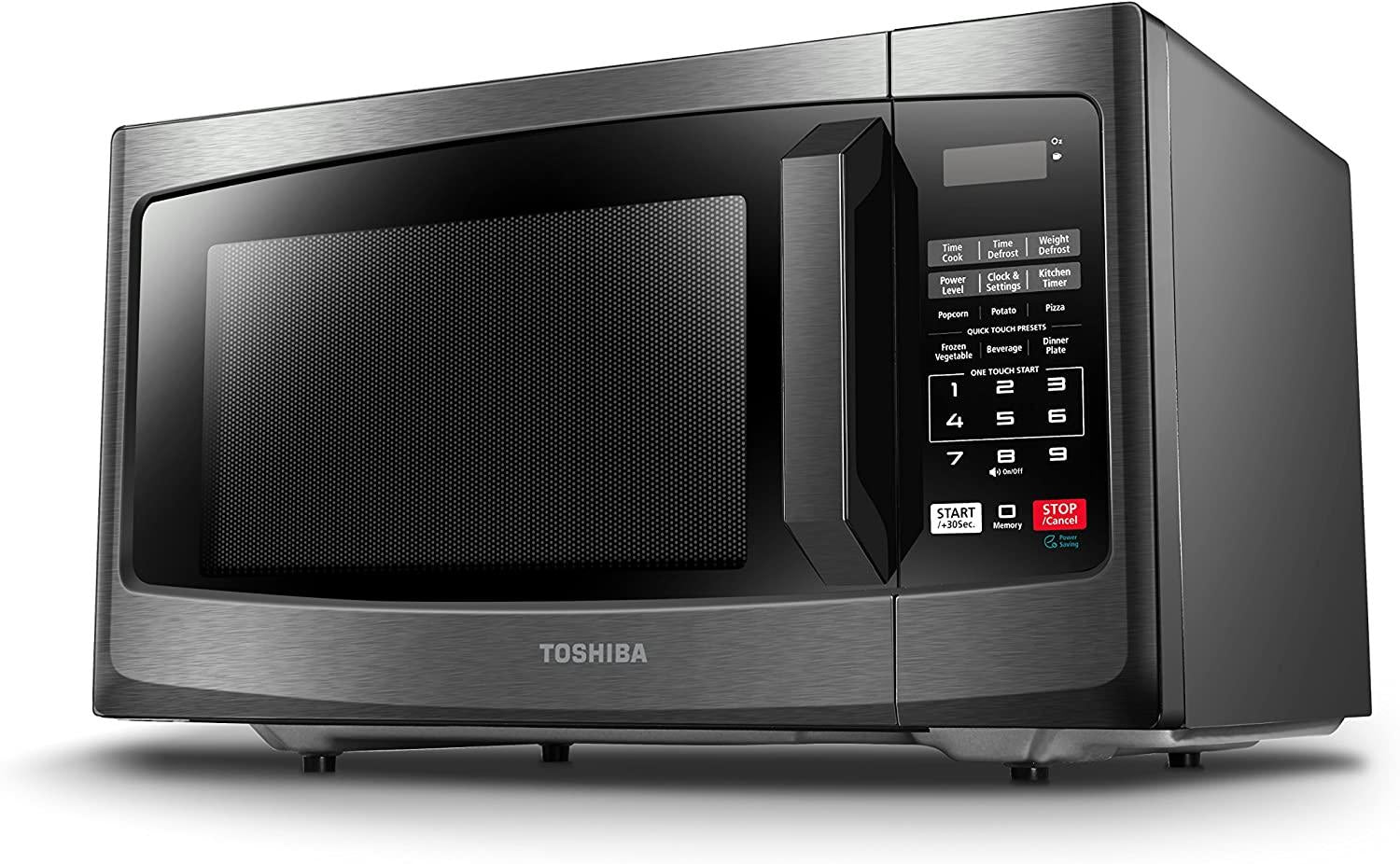 Toshiba EM925A5A-BS Microwave Oven with Sound On/Off ECO Mode and LED Lighting, 0.9 Cu. ft/900W, Black  Steel