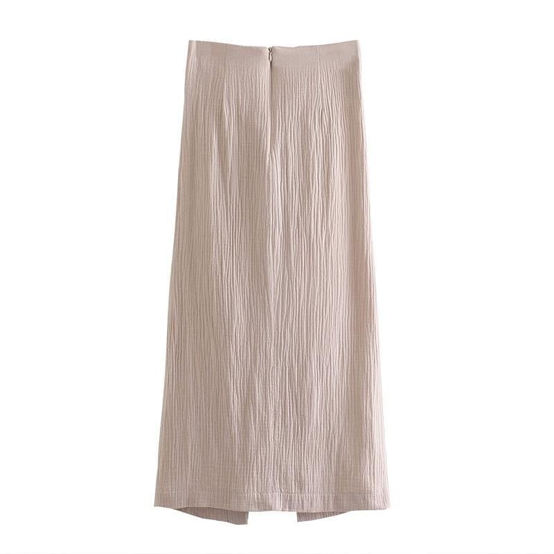 knotted front slit midi skirt