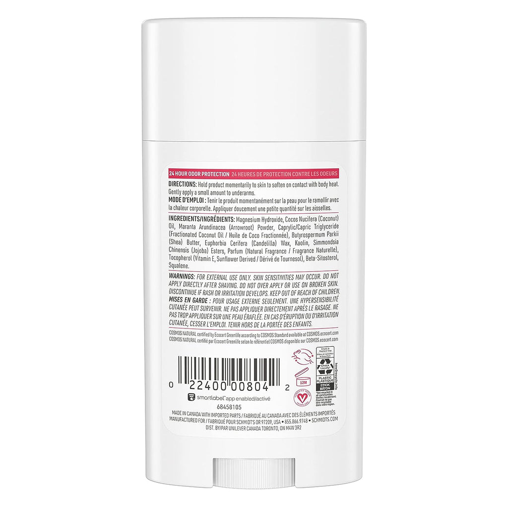 Schmidt's Aluminum Free Natural Deodorant For Women And Men, Coconut &amp; Kaolin Clay With 24 Hour Odor Protection, Certified Natural, Cruelty Free, Vegan Deodorant 2.65oz 2 Pack