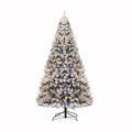 Hykolity 6 ft Snow Flocked Christmas Tree, Artificial Christmas Tree with Pine Cones, 250 Warm White Lights, 762 Tips, Metal Stand and Hinged Branches