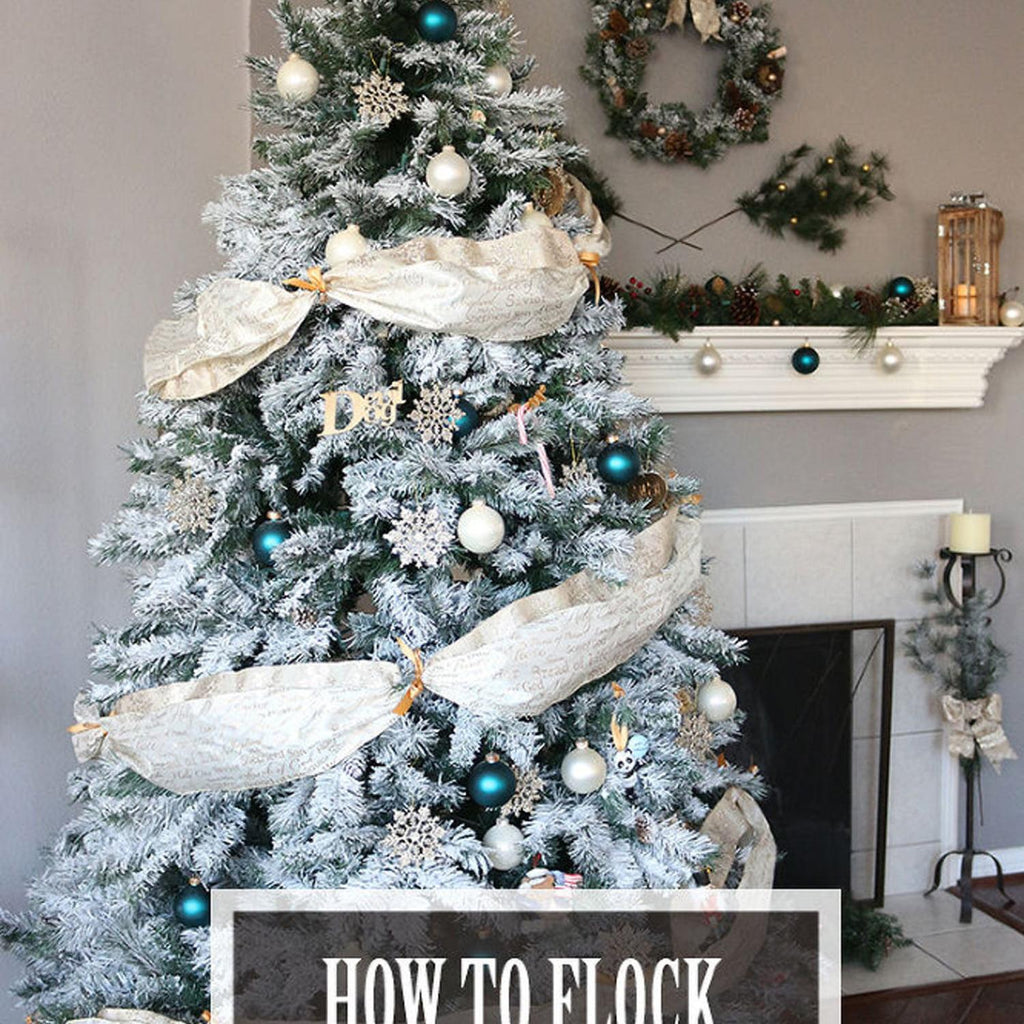 Hykolity 6 ft Snow Flocked Christmas Tree, Artificial Christmas Tree with Pine Cones, 250 Warm White Lights, 762 Tips, Metal Stand and Hinged Branches