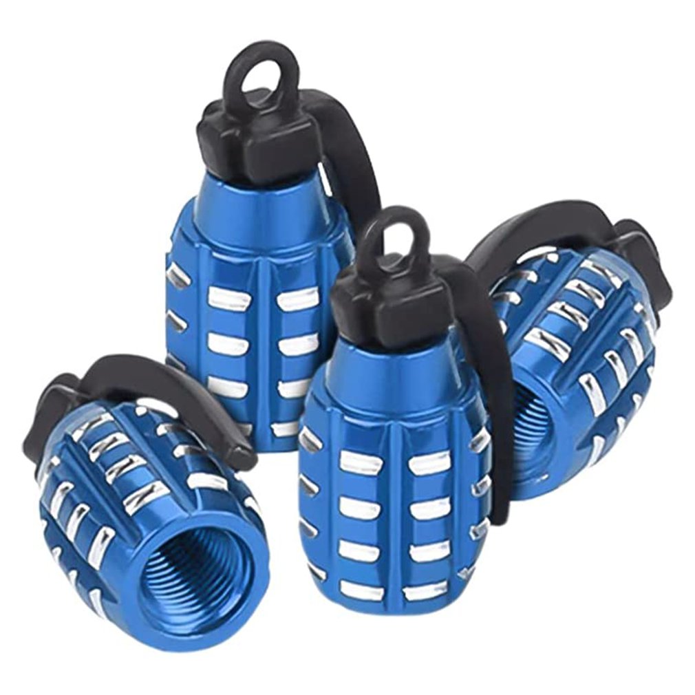 4pcs Grenade Alloy Tire Valve Caps - Add Style To Your Car, Truck, Or Bike Wheels!