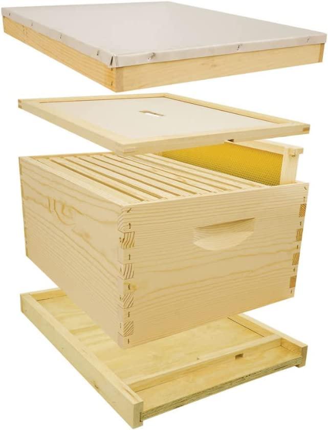 Mann LakeUnassembled Complete Bee Hive Box w/Foundation, Langstroth 10 Frame