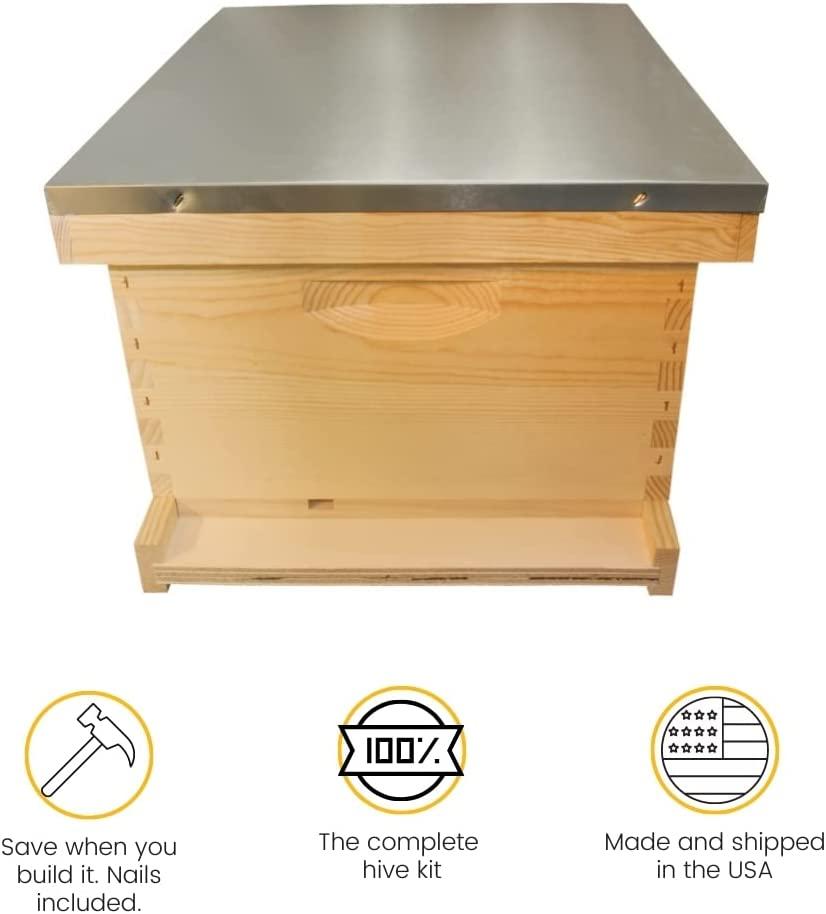 Mann LakeUnassembled Complete Bee Hive Box w/Foundation, Langstroth 10 Frame