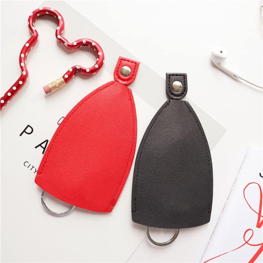 Car Key Case, 2PCS Creative Pull-Out Key Sleeve Keychain Bags, PU Leather Large-Capacity Protective Key Holder Hook (Red)