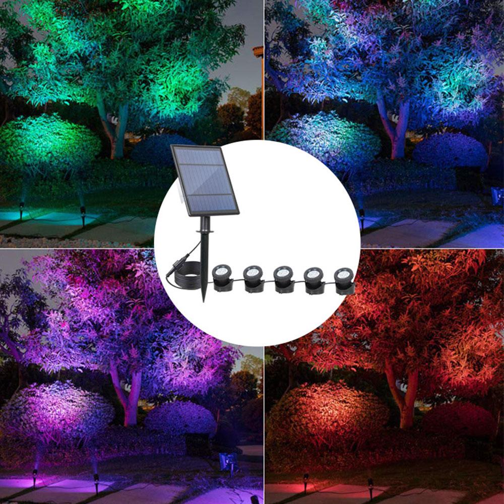 okwish 5 pcs Waterproof LED Garden Solar Pathway Lights RGB ground plug Landscaping lawn light