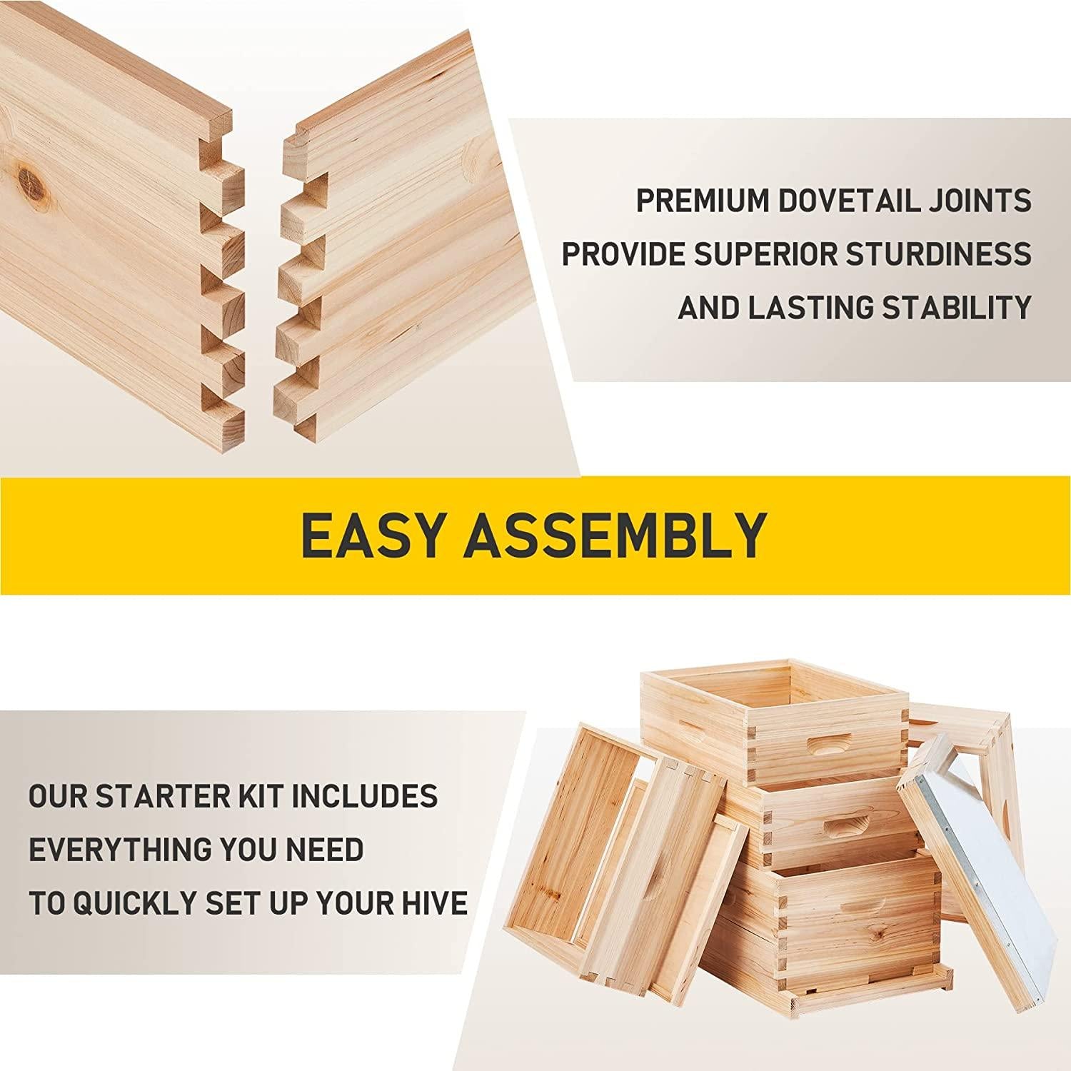 CREWORKS 5 Layer Bee Hive, Beehive for Honey, Bee Box Beekeeping Supplies, Hive Kit for Starter Beekeeper (No Frames)