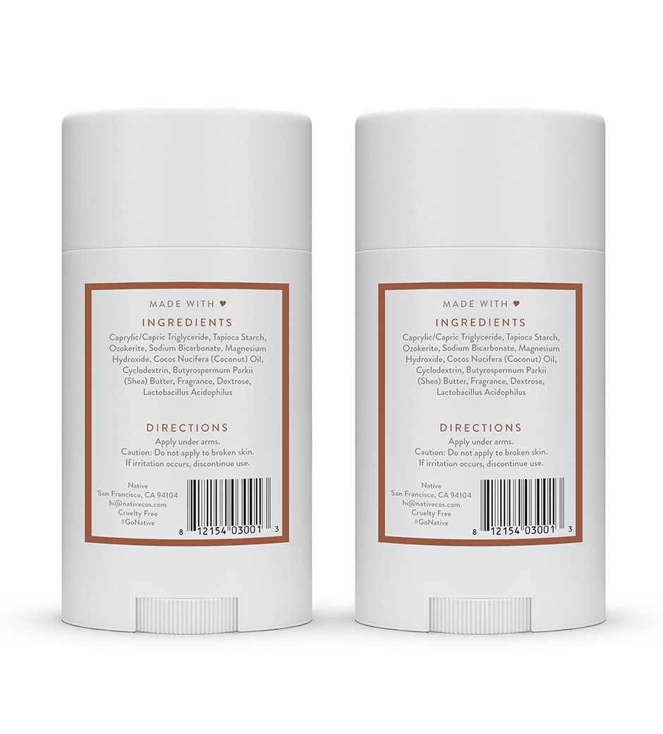 Native Deodorant | Natural Deodorant for Women and Men, Aluminum Free with Baking Soda, Probiotics, Coconut Oil and Shea Butter | Coconut &amp; Vanilla - Pack of 2