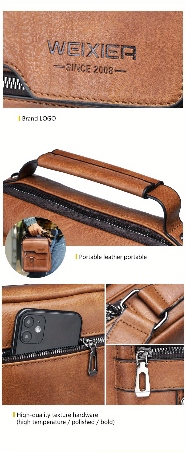 Crossbody Bag Women's Shoulder Bag  Leather Vertical Hand Business Women's Casual Leather Bag Satchel Bag For Women