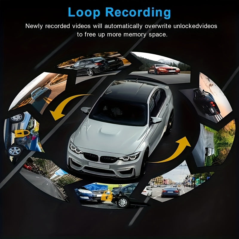 Dash Camera Front And Inside, 3.16inch Dash Cam 1080P, G Sensor HD Night Vision Loop Recording Wide Angle Car DVR