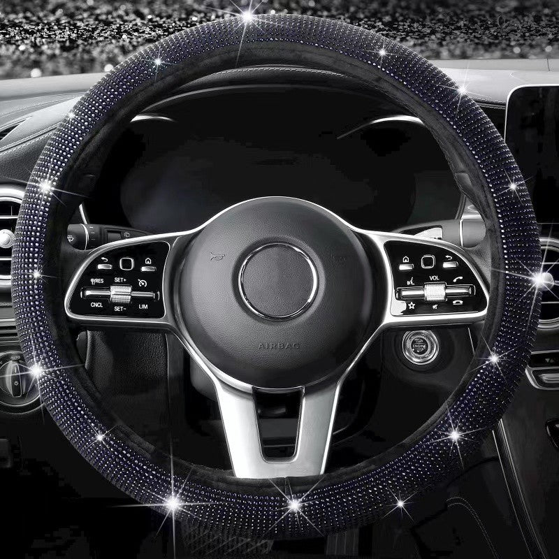 Sparkle And Shine: Universal Artificial Diamond Car Steering Wheel Cover Set