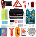 STDY Car Roadside Emergency Kit, Auto Vehicle Truck Safety Kit - with Jumper Cables, Car Repair Tool Set, Tow Rope, Reflective Triangle, etc