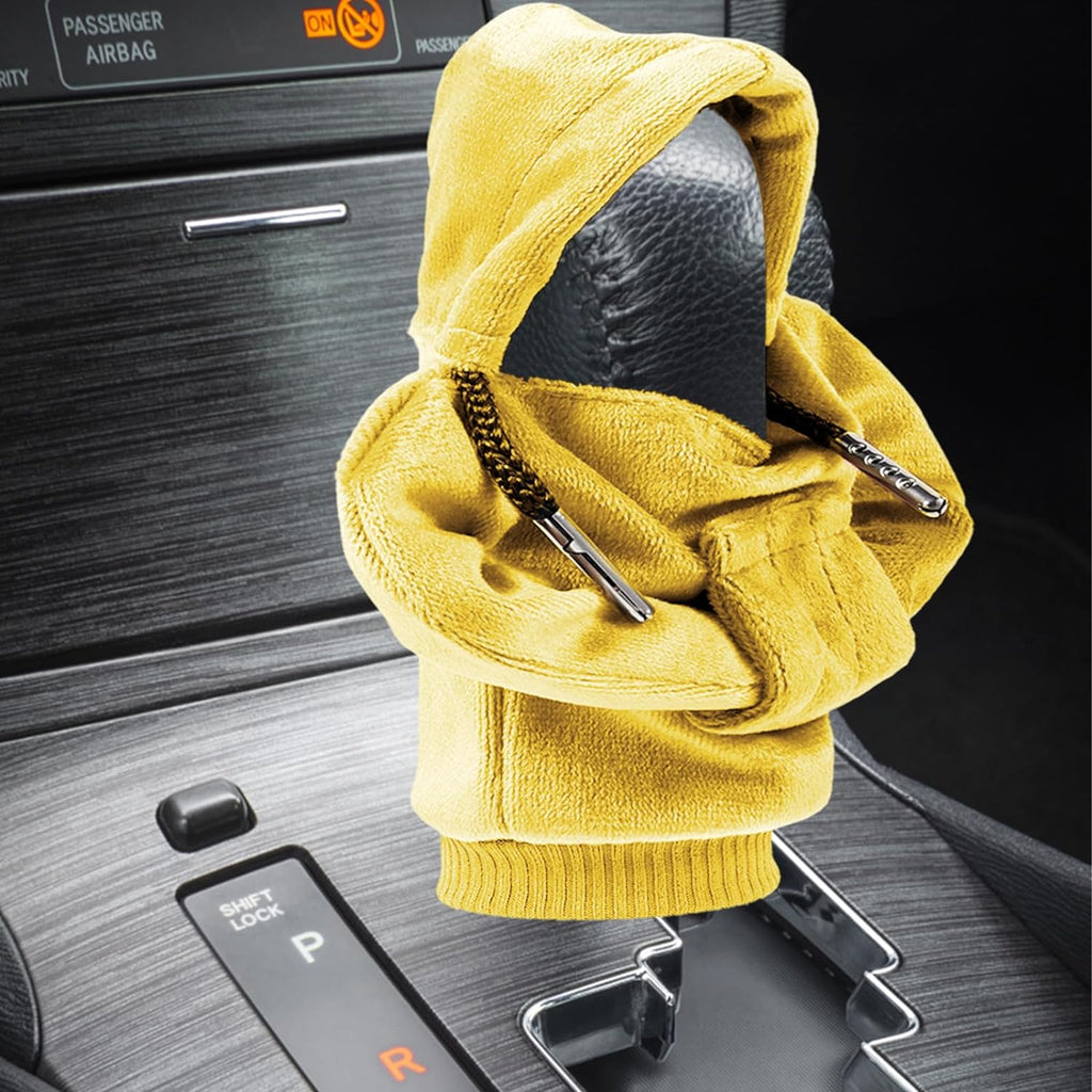 ZHSMS Gear Shift Cover, Universal Shift Knob Cover, Funny Sweater Hoodie for Gearshift, 4.7 Inch Car Shifter Stick Protector Decoration(Yellow)
