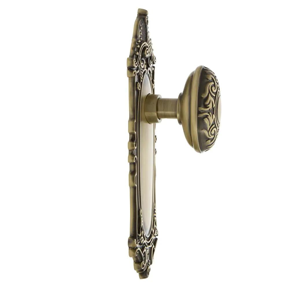 Victorian Plate 2-3/8 in. Backset Antique Brass Privacy Bed/Bath Victorian Door Knob