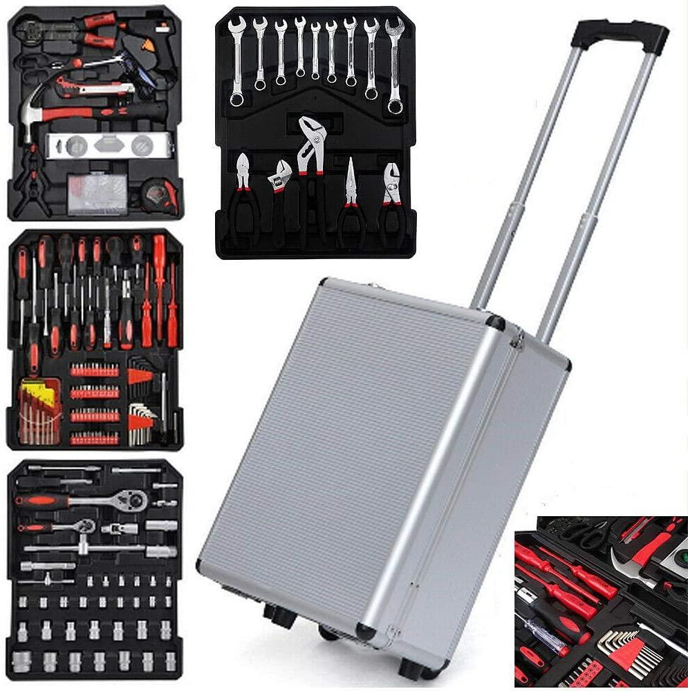 Craftsman Equipment Portable Instrument Kit Case 799 pcs. Machinery Apparatus Hand Tool Set Mechanics Appliance Metric Ratchet Wrench Screwdriver Hammer Technician Engineer Trolley Castors Box
