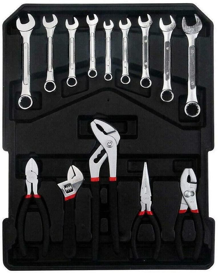 Craftsman Equipment Portable Instrument Kit Case 799 pcs. Machinery Apparatus Hand Tool Set Mechanics Appliance Metric Ratchet Wrench Screwdriver Hammer Technician Engineer Trolley Castors Box